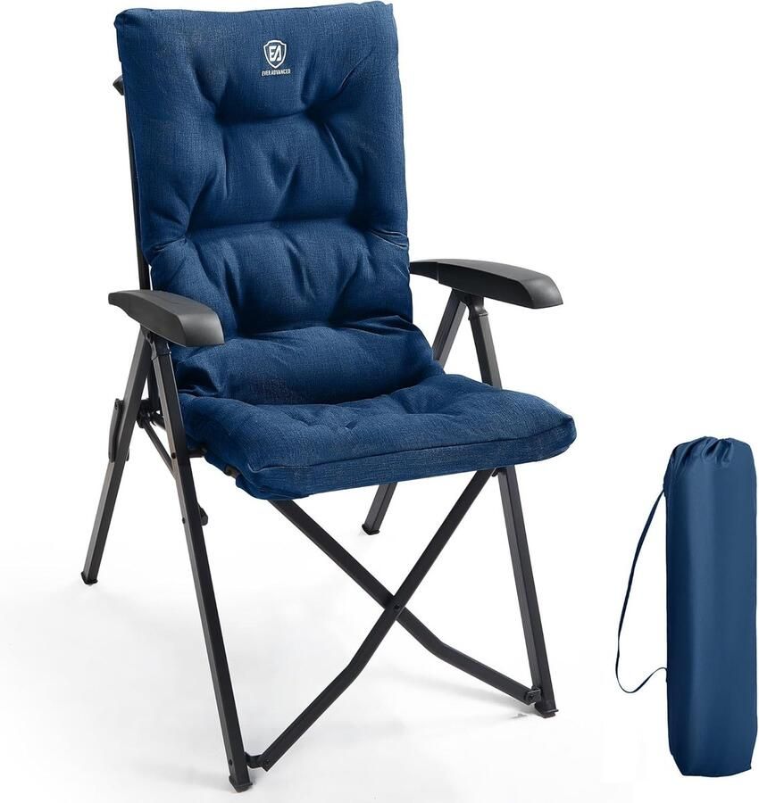 Luxe campingstoelen opvouwbaar comfortabel 2 stuks blauw aluminium