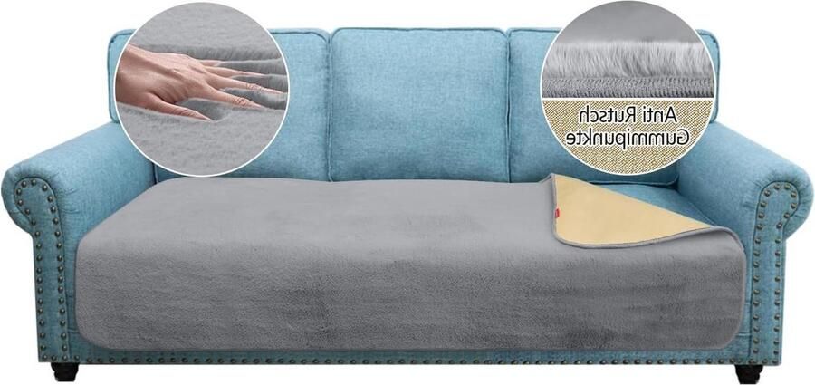 Luxe dikke bankkussens vergelijkbaar met konijnenbont stijlvolle pluche antislip 750 g m² groot huisdieren honden 3-zitsbank