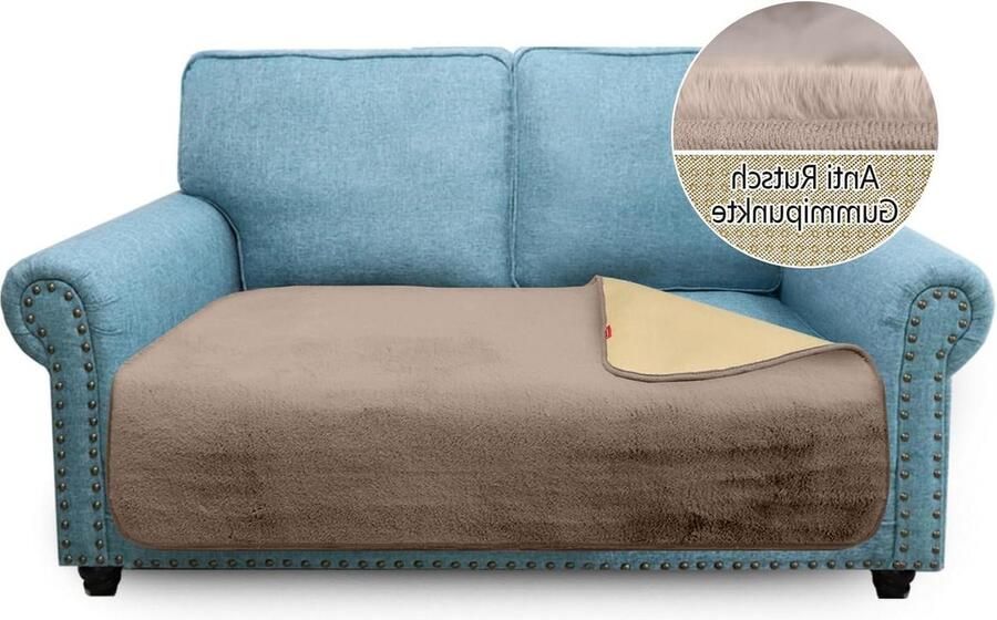 Luxe dikke bankovertrekken vergelijkbaar met konijnenbont stijlvolle pluche 750 g m² 2-zitsbank antislip medium bank kussensloop huisdieren honden 2-zits camel