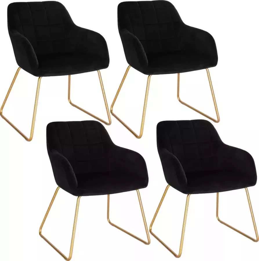 Luxe eetkamerstoel Set van 4 Zwart Fluweel Eetkamerstoelen Set Stoelen Set van 4 Modern Stoelen Velvet Stoel