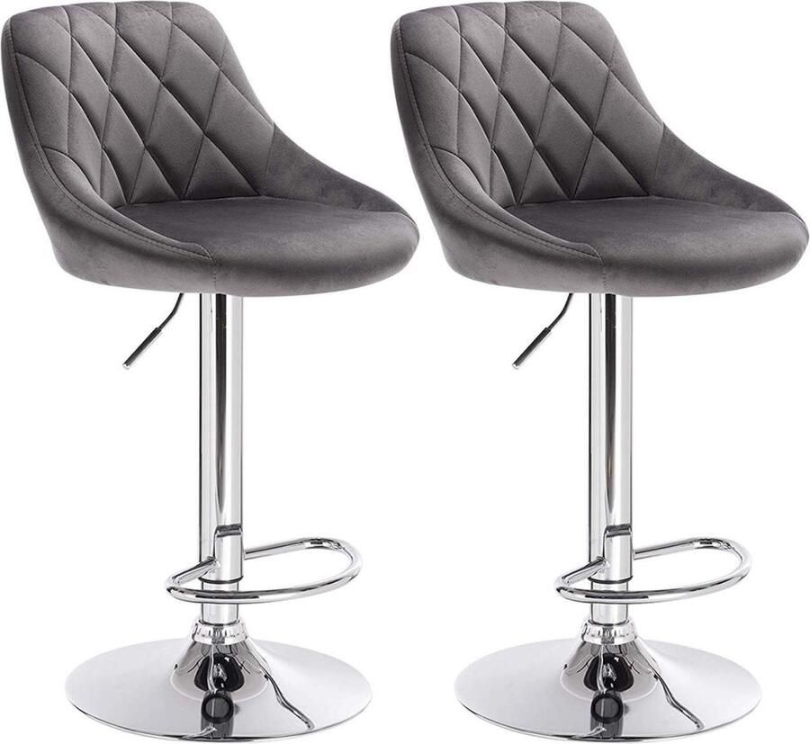 Rootz Living Rootz Luxe Fluwelen Barkrukken Verstelbare Tegenstoelen Draaibare Barkrukken Comfortabele Zitplaatsen In Hoogte Verstelbaar Duurzaam Frame 84cm-106cm x 35cm x 38cm