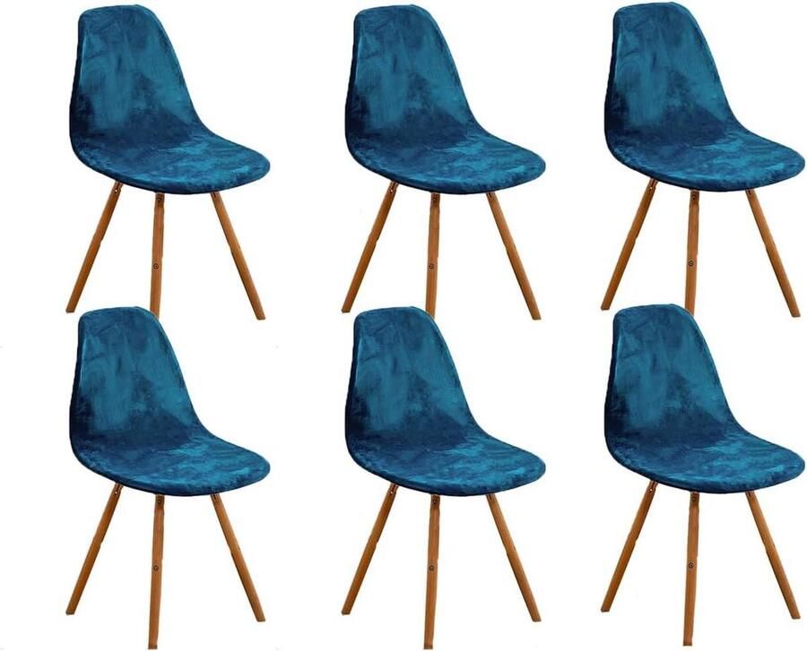 Luxe Fluwelen Scandinavische Eetkamerstoelhoezen Universele Stoelhoezen 4 Stuks Pauwblauw Fluweel