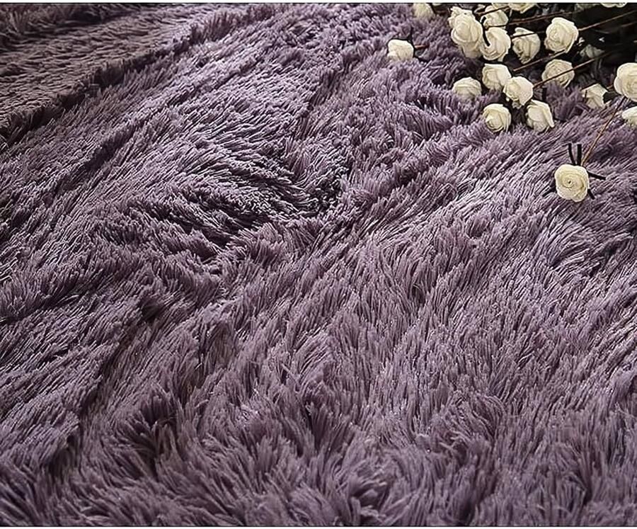 Luxe fluwelen Shag Tapijt Paars 120 x 120 cm Polyester