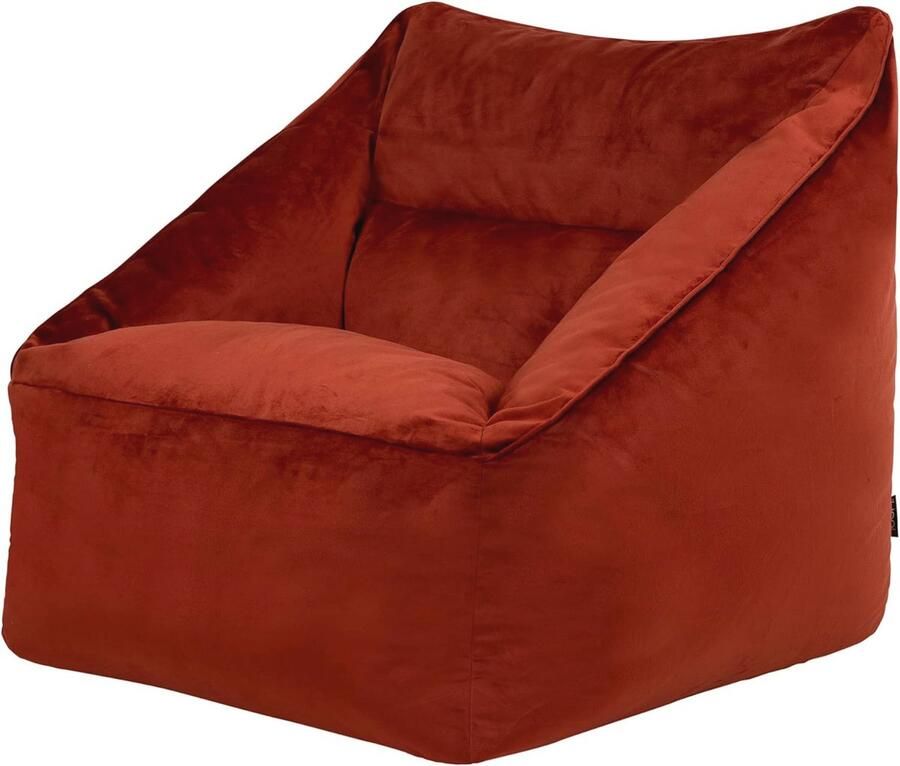 Luxe Fluwelen Zitzakfauteuil XXL in Terracotta voor Volwassenen Comfortabele Zitzakstoel voor Woonkamer