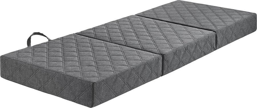 Luxe Gastenmatras met visco-oplegger en moderne matras hoes 75 x 195 cm Lichtgrijs vouwmatras