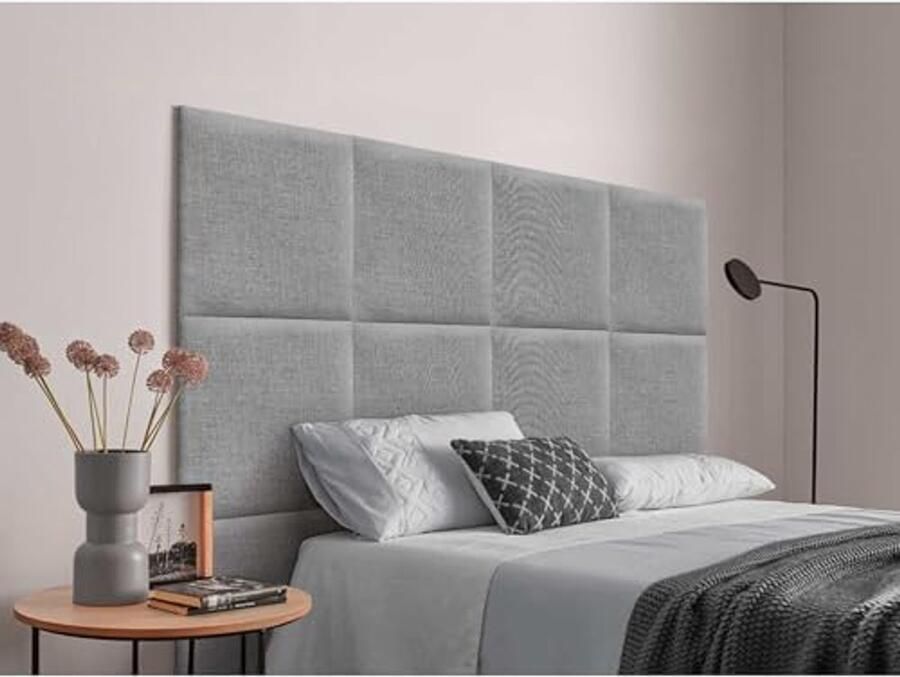 Luxe Gestoffeerd Hoofdbord met Verwisselbare Natuurlijke Linnen Paneel voor Slaapkamer Lichtgrijs (180cm)