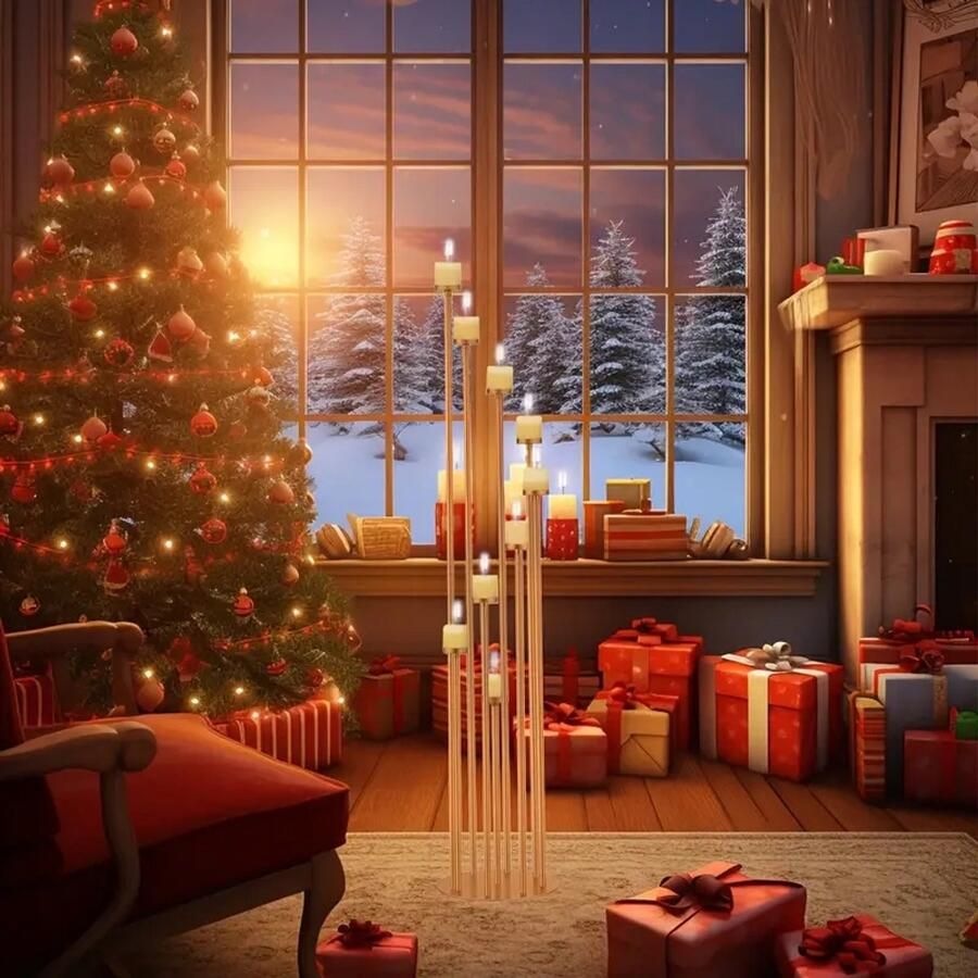 Luxe Gouden Kandelaars Set – Moderne Kaarsenhouders – Decoratieve Kaarsenstandaards voor Woonkamer Slaapkamer Eettafel Bruiloften & Feestdagen