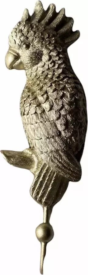 H&L Luxe kaketoe papegaai wandhaak goud dier kapstok 16 x 7 cm