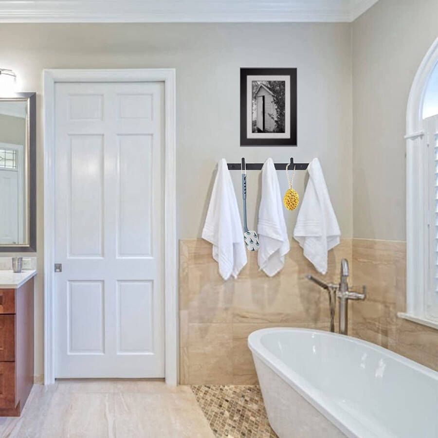 Luxe- Kapstok- 5-haaks- Mat Zwart- Handdoek rek- Jas rek inclusief bevestigingsmateriaal- 45 cm- inclusief kleerhangerhaak