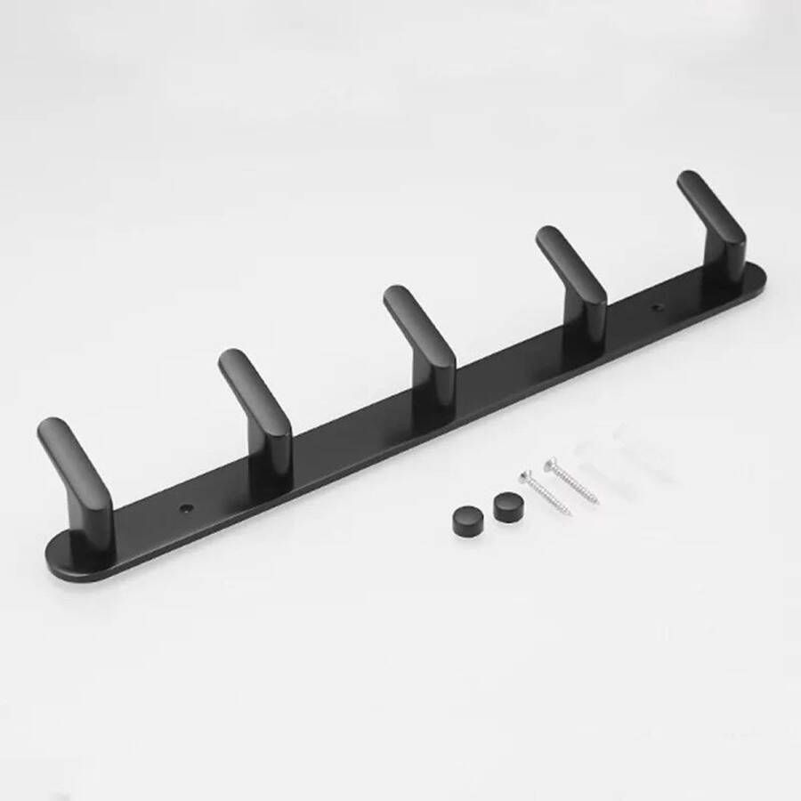 Luxe- Kapstok- 5-haaks- Mat Zwart- Handdoek rek- Jas rek inclusief bevestigingsmateriaal- 45 cm- inclusief kleerhangerhaak - Foto 2