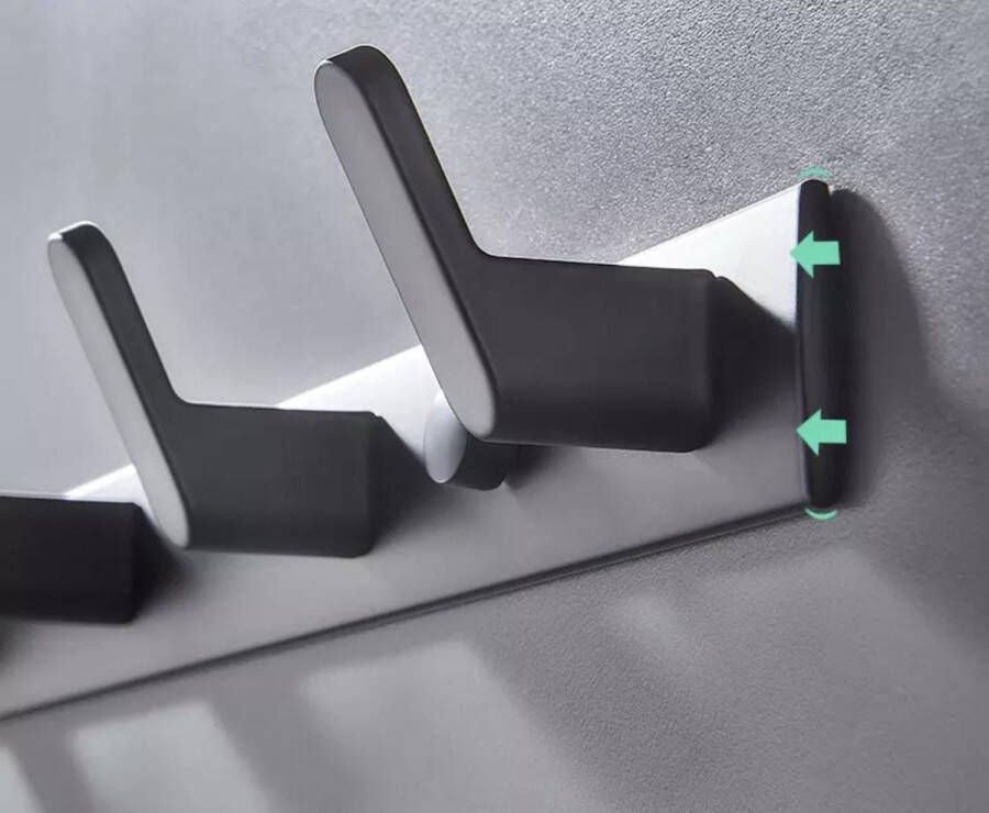 Nova Green Luxe Kapstok 6-haaks- 55 cm- Mat Zwart- Handdoek rek- Jas rek inclusief bevestigingsmateriaal- inclusief kleerhangerhaak - Foto 2