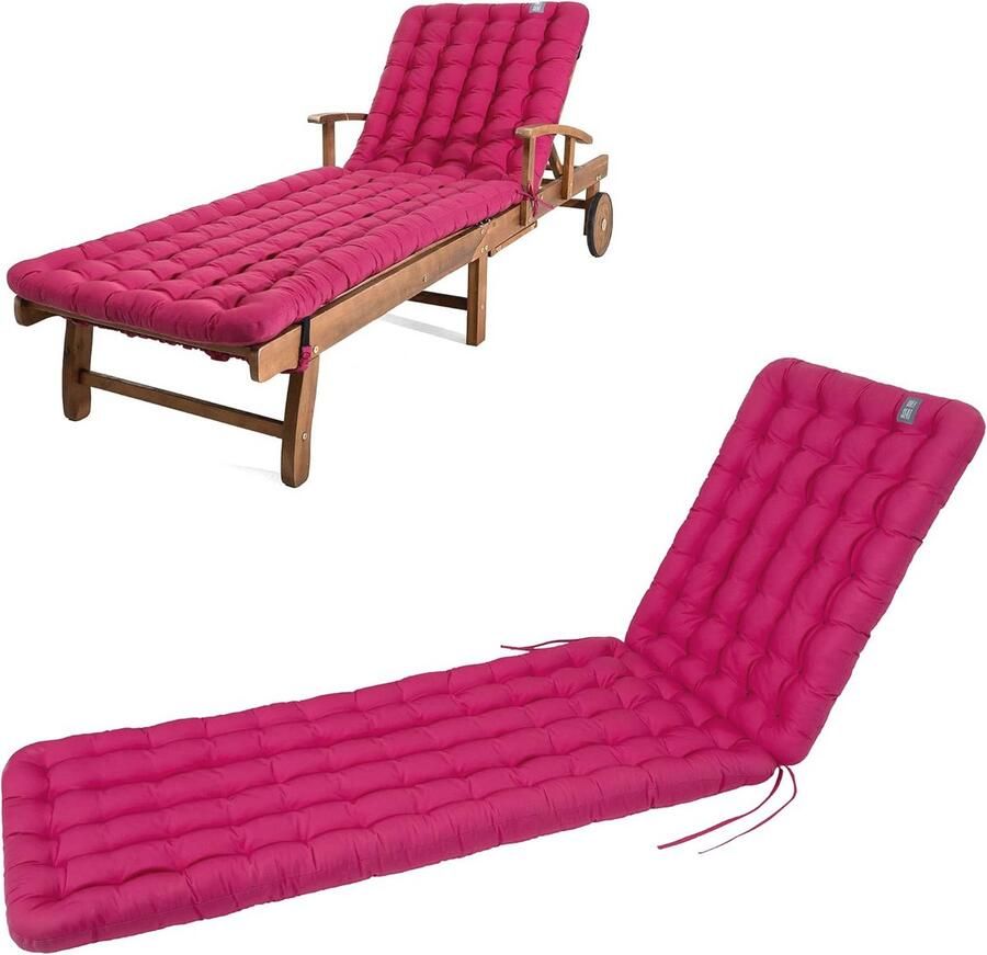 Luxe Ligkussen voor Ligstoel Hot Pink 200 x 60 cm 8 cm Dikte Wasbaar op 95 °C Comfortabel en Ondersteunend