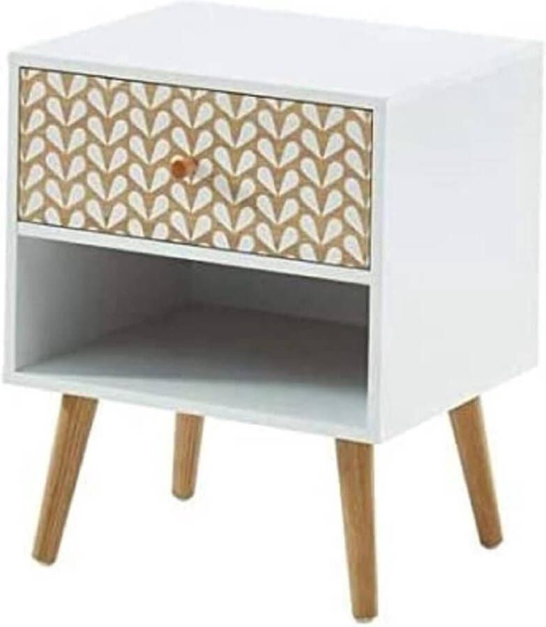 Nachtkastje wit en eikeneffect Oost-Indische kers 40 cm Nachtkastje - Foto 2