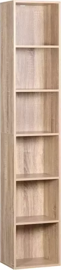 Luxe Opbergkast Boekenkast Smalle Kaste Opberg Kast Wandkast 6 Planken Hout Oak bruin