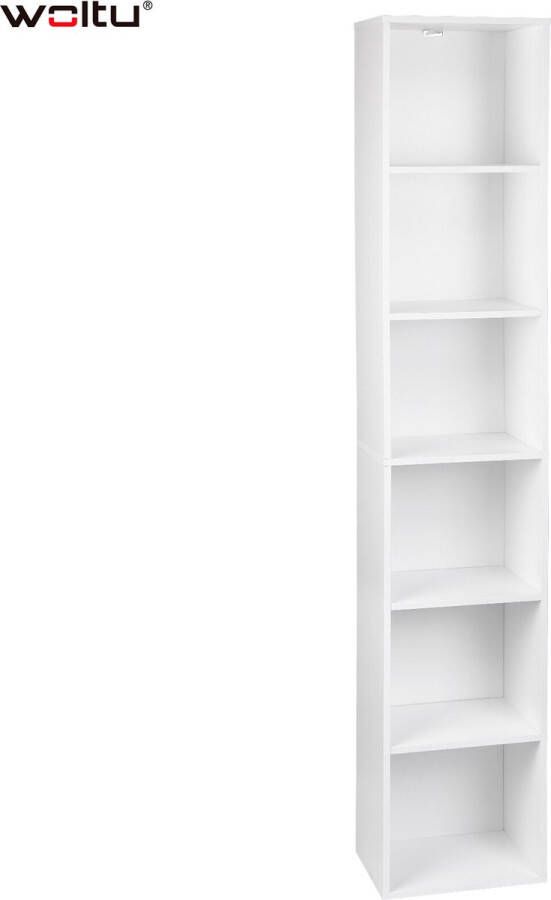 Luxe Opbergkast Boekenkast Smalle Kaste Opberg Kast Wandkast 6 Planken Hout Wit