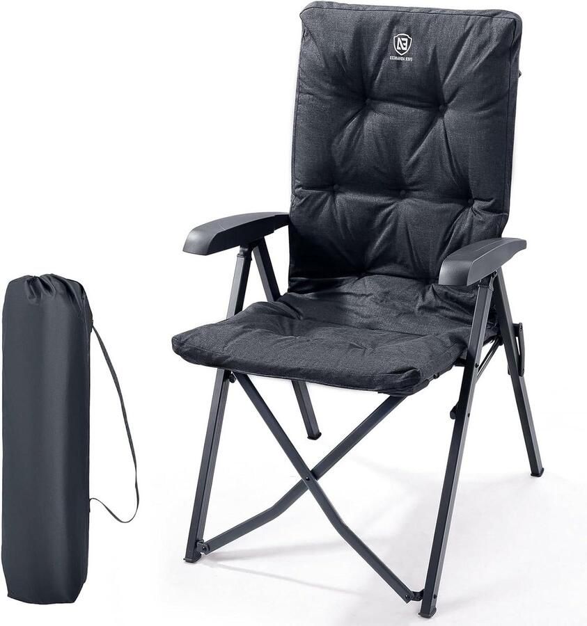 Luxe opvouwbare campingstoel Comfortabel en veelzijdig 1 stuk Zwart