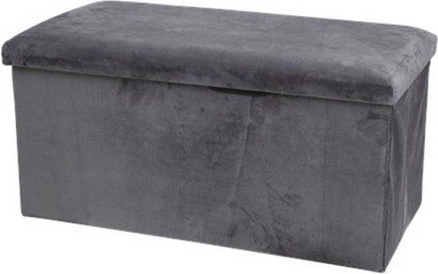 Luxe opvouwbare velvet fluwelen bankje RICHFIELD Antraciet Polyester MDF 76 x 38 x 38 cm Poof Poef Opberg bankje Hal Slaapkamer bankje Opslagbox Box Poef- opvouwbaar Hotel Suit Interieur