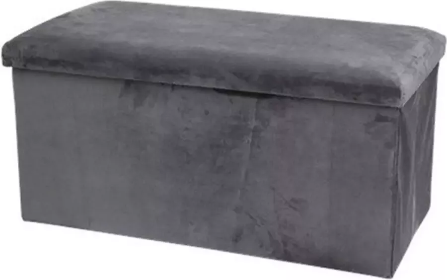Luxe opvouwbare velvet fluwelen bankje RICHFIELD Antraciet Polyester MDF 76 x 38 x 38 cm Poof Poef Opberg bankje Hal Slaapkamer bankje Opslagbox Box Poef- opvouwbaar Hotel Suit Interieur