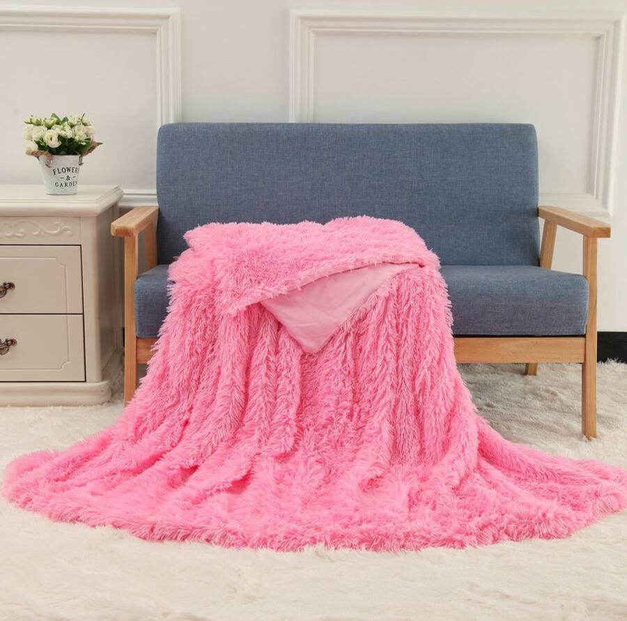 Luxe Pluche Deken Superzachte Gezellige Fuzzy Deken Imitatiebont Deken Lichtgewicht Dekens Warme Bedspreien voor Bank Bed Sofa (B160 x L200CM Verkrijgbaar in verschillende kleuren)