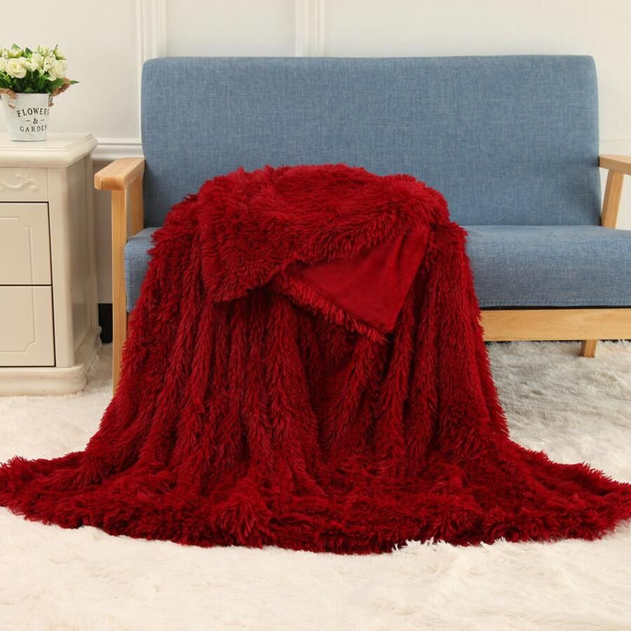 Luxe Pluche Deken Superzachte Gezellige Fuzzy Deken Imitatiebont Deken Lichtgewicht Dekens Warme Bedspreien voor Bank Bed Sofa (B160 x L200CM Verkrijgbaar in verschillende kleuren)