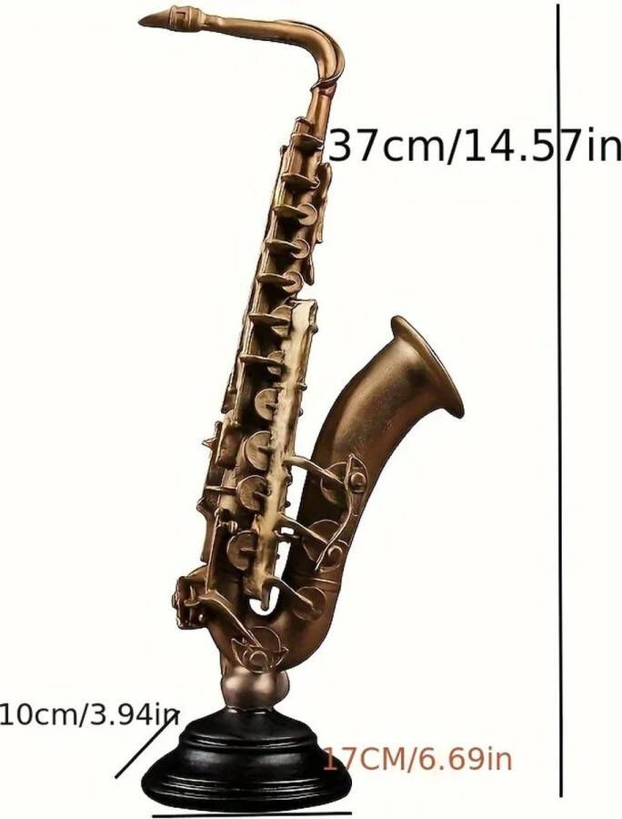 Luxe Saxofoon Model Muziekinstrument Koperen Broche Miniatuur Bureaudecoratie Display Met Doos + Beugel Muziek Kunst Kantoor Huiskamer Woonkamer Bureau Decoratie