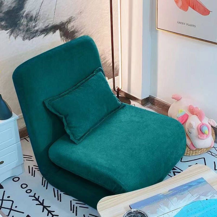 Luxe Slaapfauteuil Forest Green Uitvouwbaar met kussen Fauteuil Ligstoel Stoelbed – Bedbankje – Slaapbankje – Logeerbed logeerstoel Salon Slaapkamer Woonkamer Babykamer Trendy