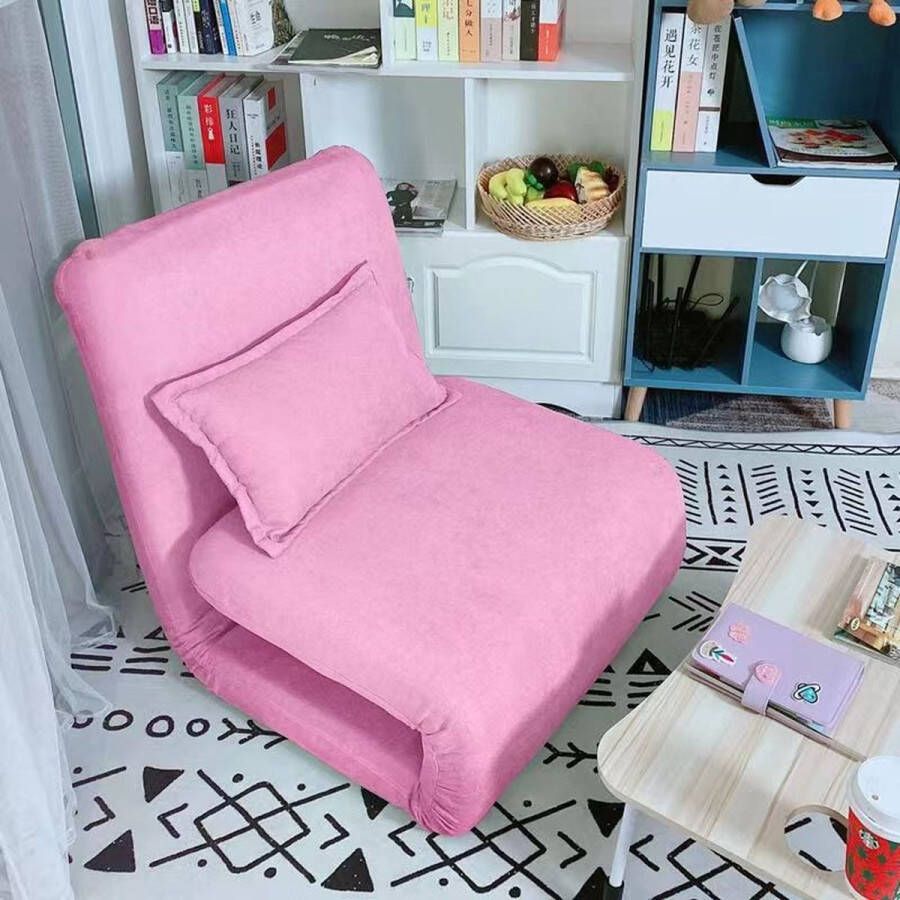Luxe Slaapfauteuil Roze Uitvouwbaar met kussen Fauteuil Ligstoel Stoelbed – Bedbankje – Slaapbankje – Logeerbed logeerstoel Salon Slaapkamer Woonkamer Babykamer Trendy