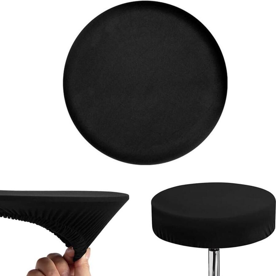 Luxe Stoffering Ronde Krukhoes Kreukvrij en Wasbaar 1 Stuk Zwart Diameter 30-36 cm