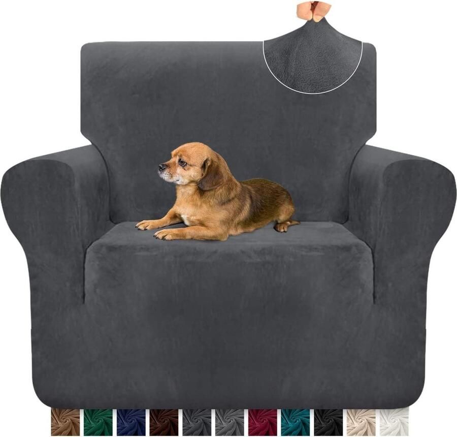 Luxe superzachte pluche fluwelen stoelhoes Hoge stretch meubelbescherming voor woonkamer Antislip 1-zits grijs