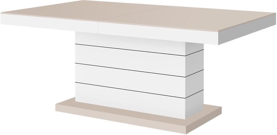 Luxe Uitschuifbare Salontafel – In Hoogte Verstelbaar – Rechthoekig – Cappuccino Hoogglans & Zwart Hoogglans – 120-170 x 70 x 55-65 cm – Multifunctionele Woonkamertafel