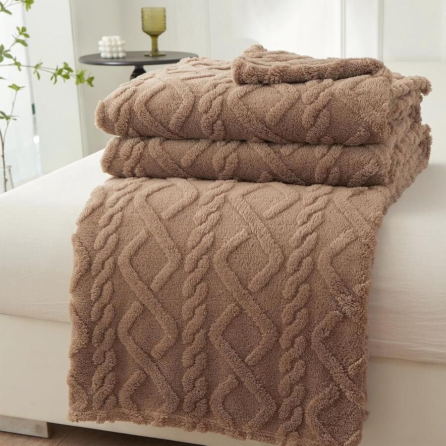 Fleece sprei voor tweepersoonsbed warm en comfortabel 1 stuk chocolade 200 x 230 cm