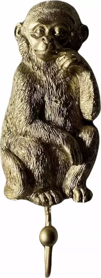 H&L Luxe wandhaak aap goud kapstok dier 16 x 7 cm