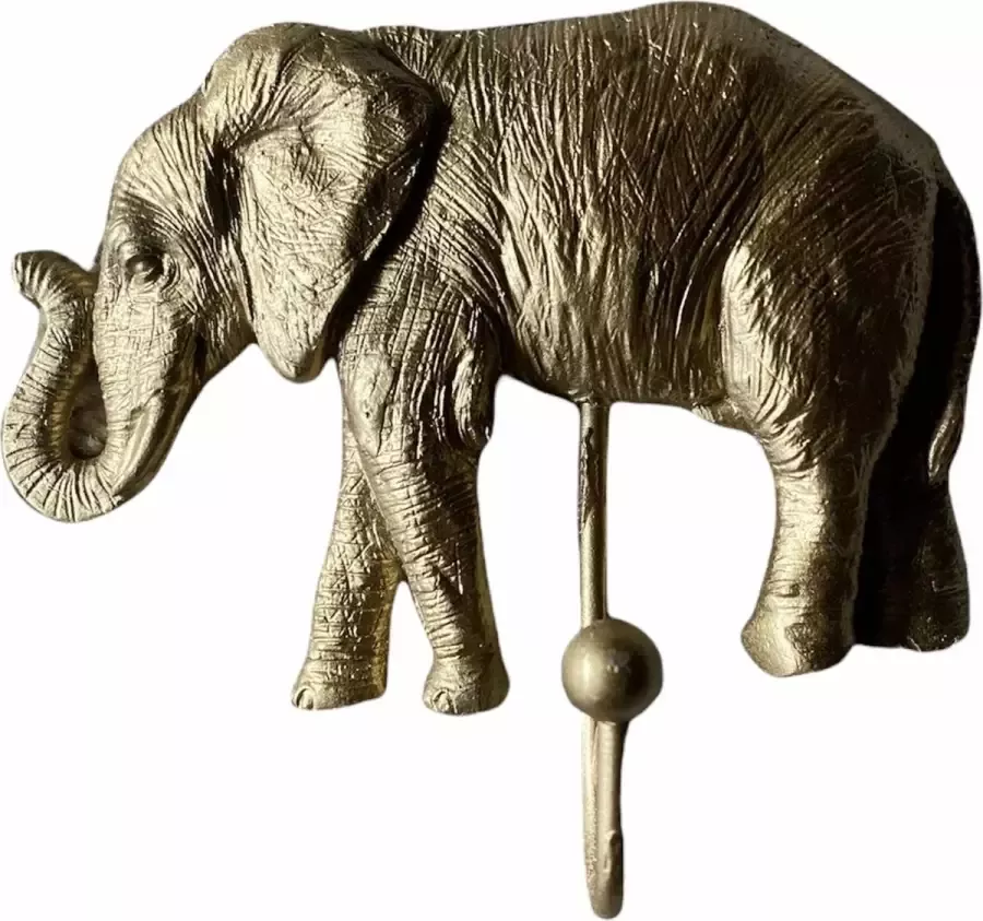 H&L Luxe wandhaak olifant goud kapstok dier 13 x 11 cm