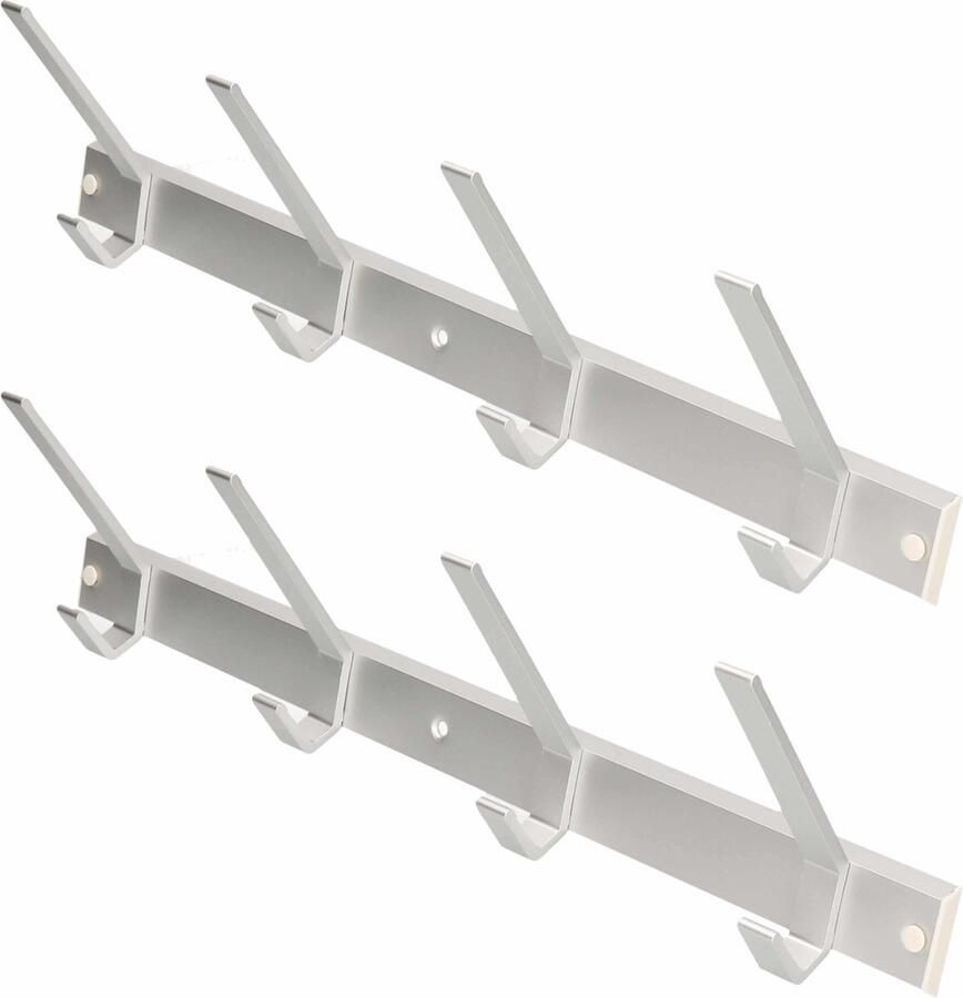 2x Luxe kapstokken jashaken zwart met 4x enkele haak hoogwaardig metaal 13 x 45 cm kapstok wandkapstokken deurkapstokken