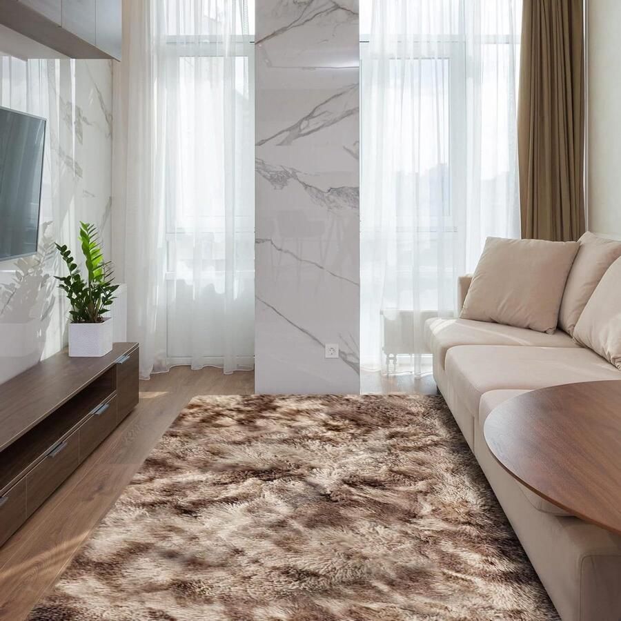 Luxe Zacht Vierkant Shaggy Tapijt 200x300 cm voor Woonkamer Slaapkamer Kinderkamer Koffie