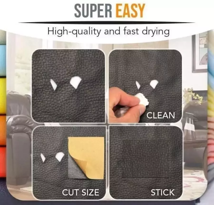 Luxe Zelfklevende PU Leer Kunstleer Reparatieset Multifunctioneel Leder Patch Reparatie Bank Zwart