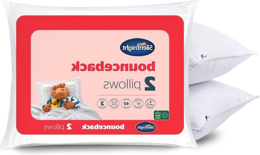 Luxury Bounceback Cushions Pack of 2 Pair Bed Cushions with Luxurious Stitching and Soft Medium Support Hypoallergenic and Machine Washable 2 Pieces White 549592GE