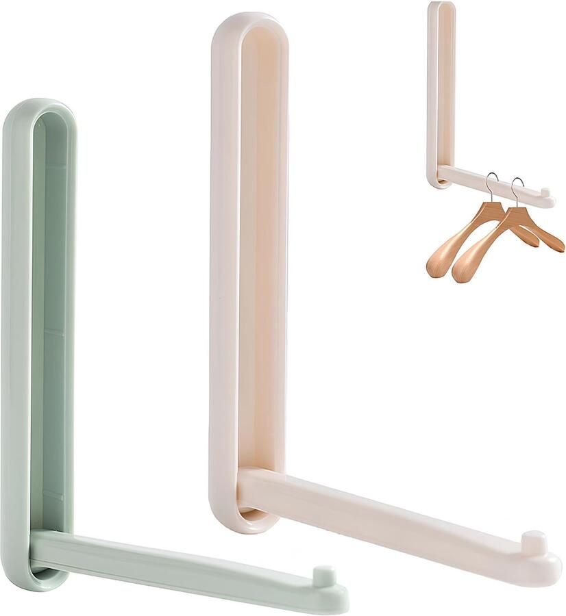 LWZko 2-pack opvouwbare kledinghaken opvouwbare kledinghaken van kunststof opbergrek voor kledinghangers voor multifunctionele wasknijpers kledinghangerrek voor badkamer slaapkamer balkon en kast
