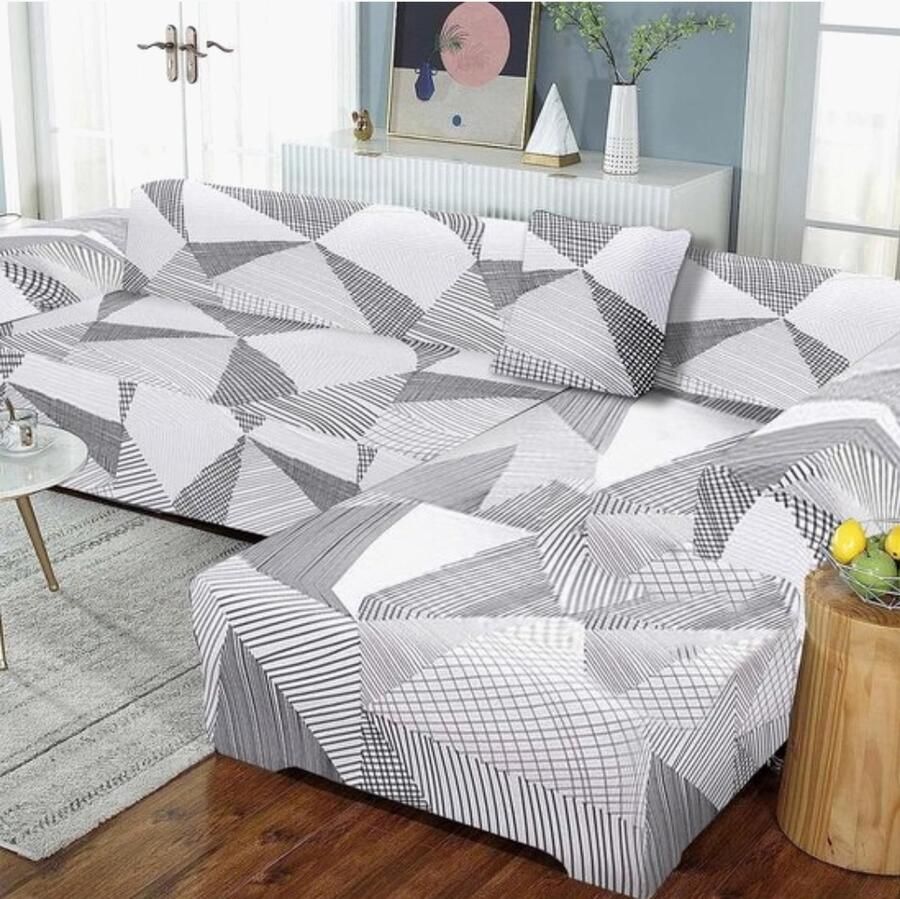 Lydevo Sofa Cover Hoekbank L-vorm Sofa Throws Stretch Sofa Cover L Vorm Rechts of Links met Twee Kussenhoezen Wasbare Universele Bankhoes L-Vorm Bankhoes L-vorm