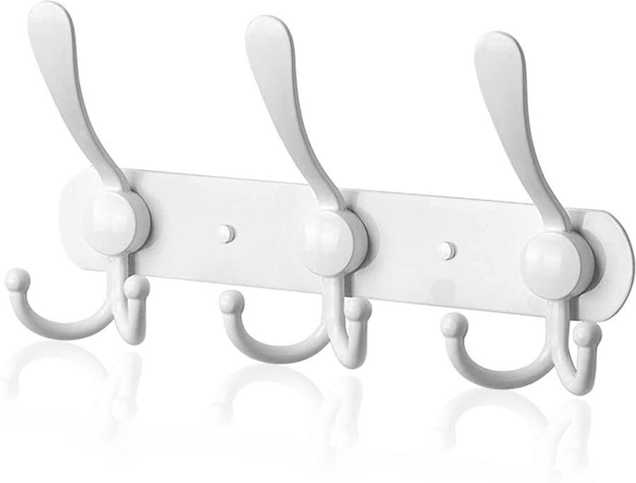 LYLIN kapstokhaken kapstokstang kapstokhaak roestvrij staal handdoekhaak wandhaak kapstok vintage jashouder wand voor keuken badkamer slaapkamer (wit 9 haken 1 stuk)