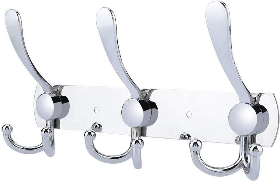 LYLIN kapstokhaken kledinghaken roestvrij staal handdoekhaken wandhaken kapstok vintage jashouder muur voor keuken badkamer slaapkamer (zilver 9 haken 1 stuk)