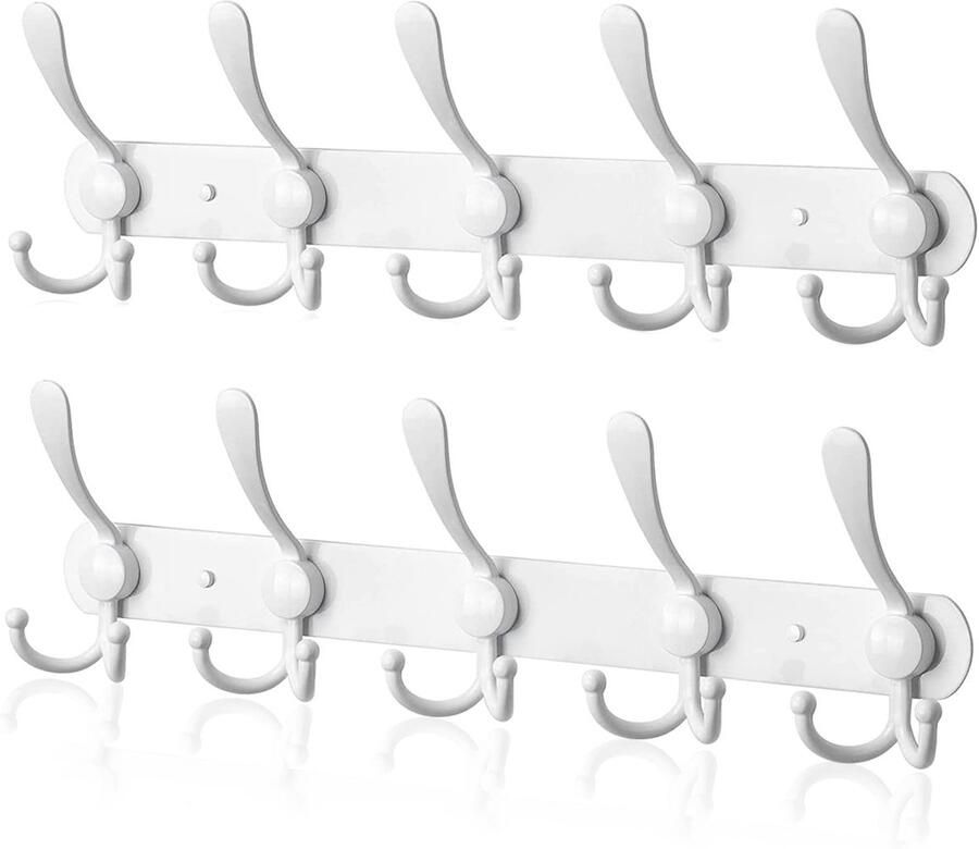 LYLIN kapstokhaken kledinghaken roestvrij staal roestvrij handdoekhaken wandhaken kapstok vintage jashouder muur voor keuken badkamer slaapkamer (wit 15 haken 2 stuks)
