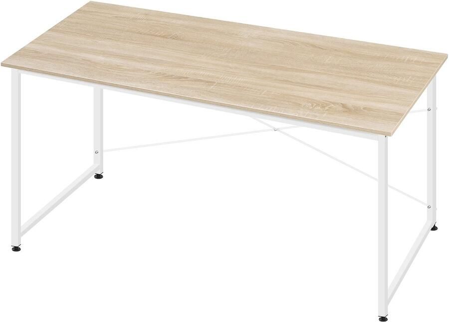 Lynly 100x50cm Computerbureau wit met eikenhouten blad computerbureau gamingbureau gamingdesk desktop computer desk