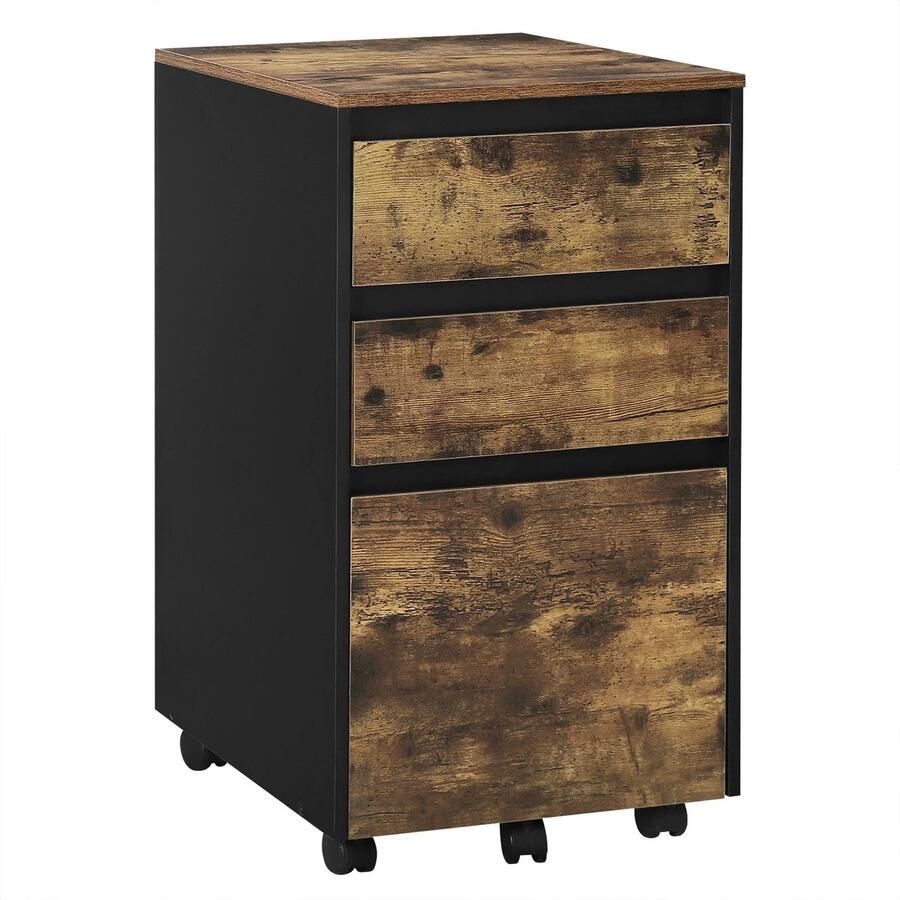 Woltu RoyaLuxe Archiefkast Dark Oak Kantoor Kast Kantoor Mobiele Archiefkast Archiefkasten Met Slot Opbergkast Opbergkasten Binnen Opbergkist Kast Kastje Opberg Kast Opbergkastje