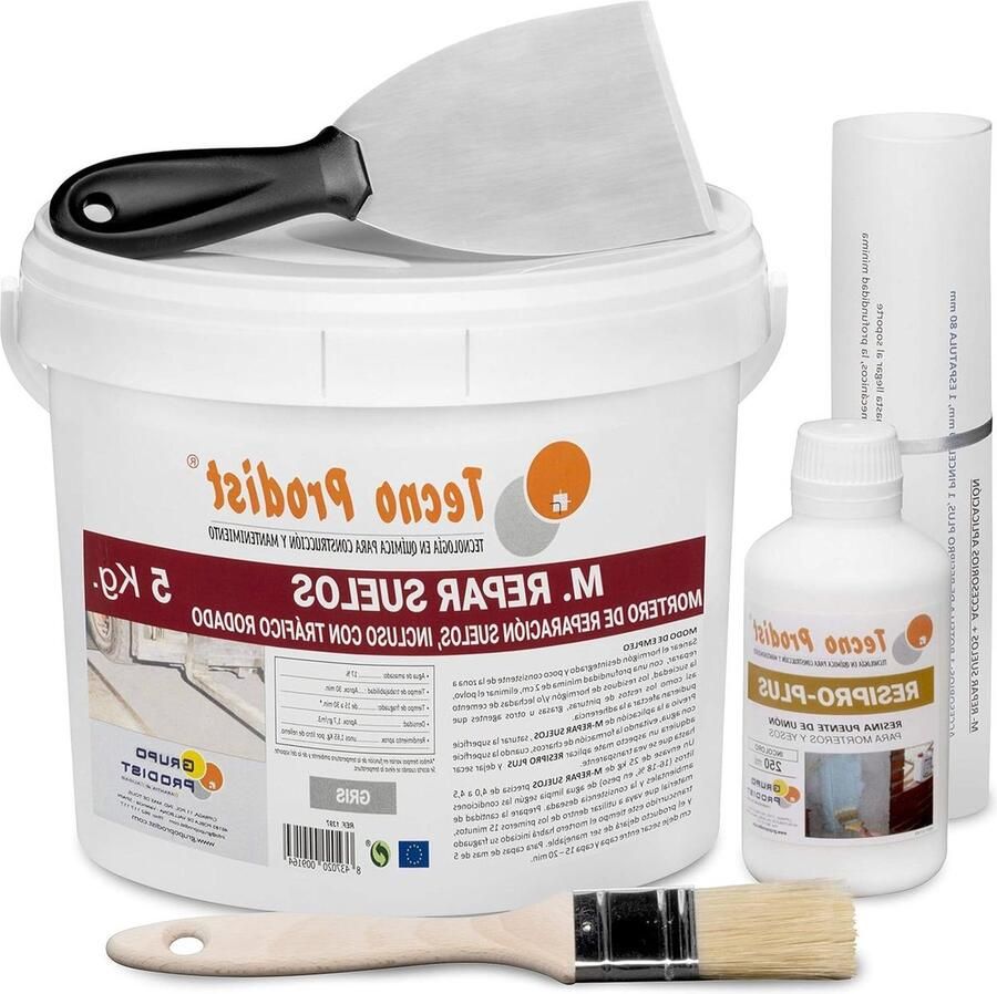 M-REPAIR FLOORS Beton- of cementvloerreparatiemortel (5 Kg + Kit) zelfs berijdbaar voor voertuigen in 2 uur Accessoires en instructies