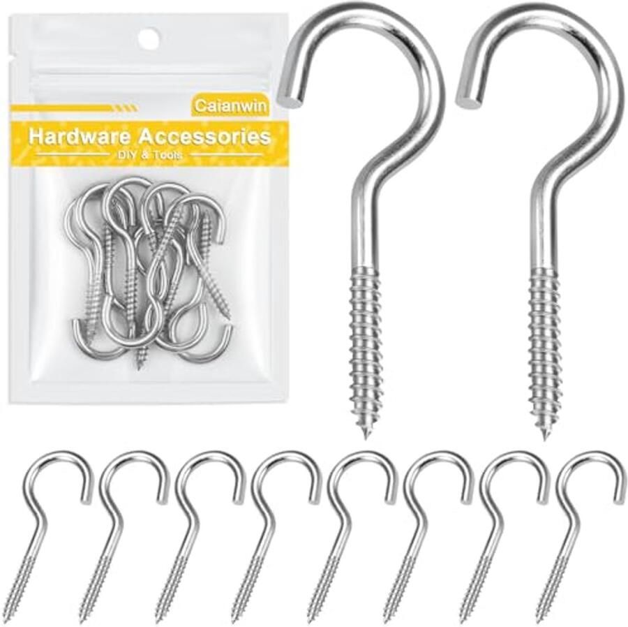 M4 x 50 mm Schroefhaken voor binnen en buiten 10 Stuks Roestvrij Staal Ideaal voor Planten Lampen en Decoraties