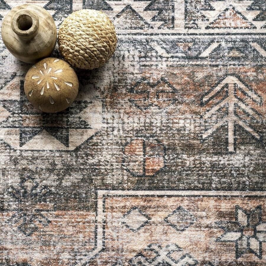 Machine Wasbaar Tribal Patroon Vloerkleed 2' x 3' Roest vloerkleed