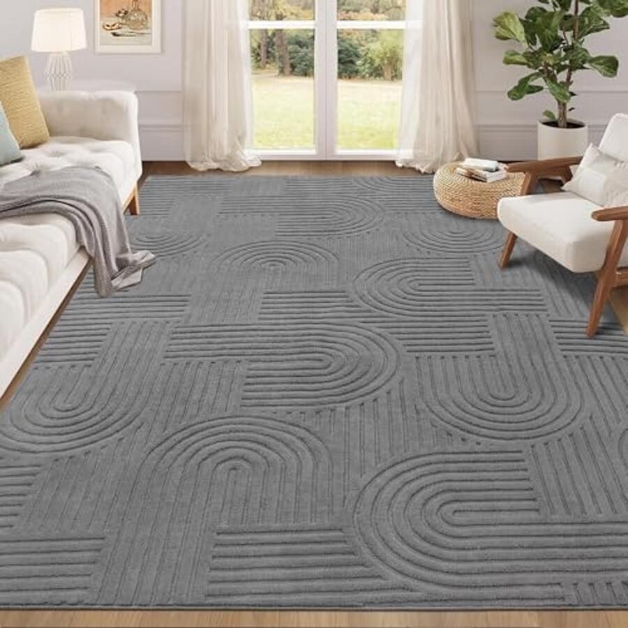 Machinewasbare vloerkleden voor woonkamer en slaapkamer 120 x 160 cm hoogpolig en antislip