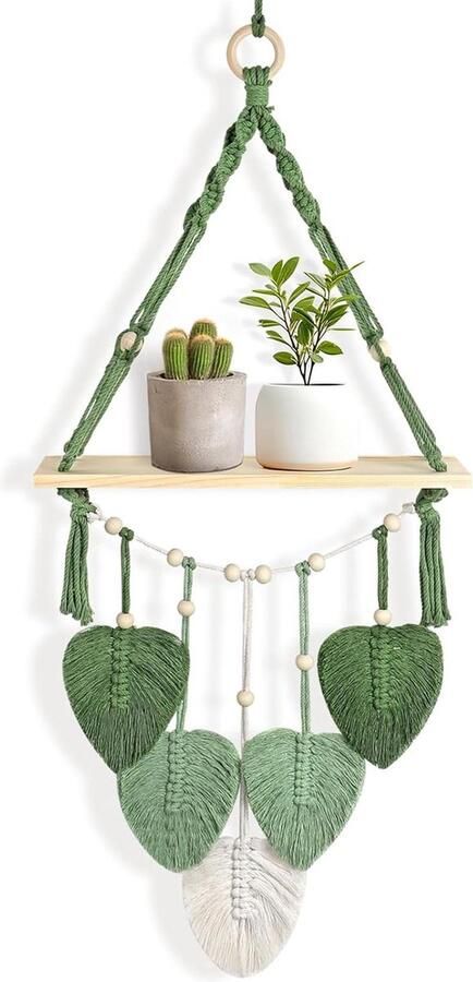 Macramé Muur Opknoping Plank Boho Decor Geschikt voor Slaapkamer en Woonkamer Hout 1 stuk