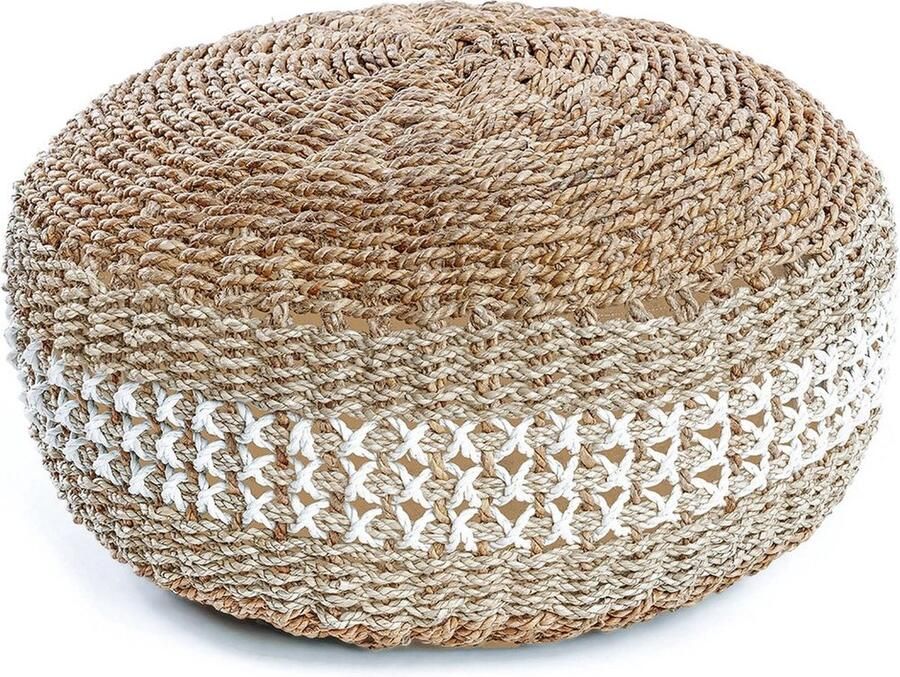 Rootz Living Rootz Macrame Poef Rustieke Poef Ronde Poef Extra Zitplaats 60cm x 60cm x 35cm